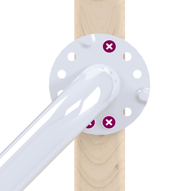 Illustration of an Easy Mount Grab installation, showing how the 9 hole flange makes it easier to install