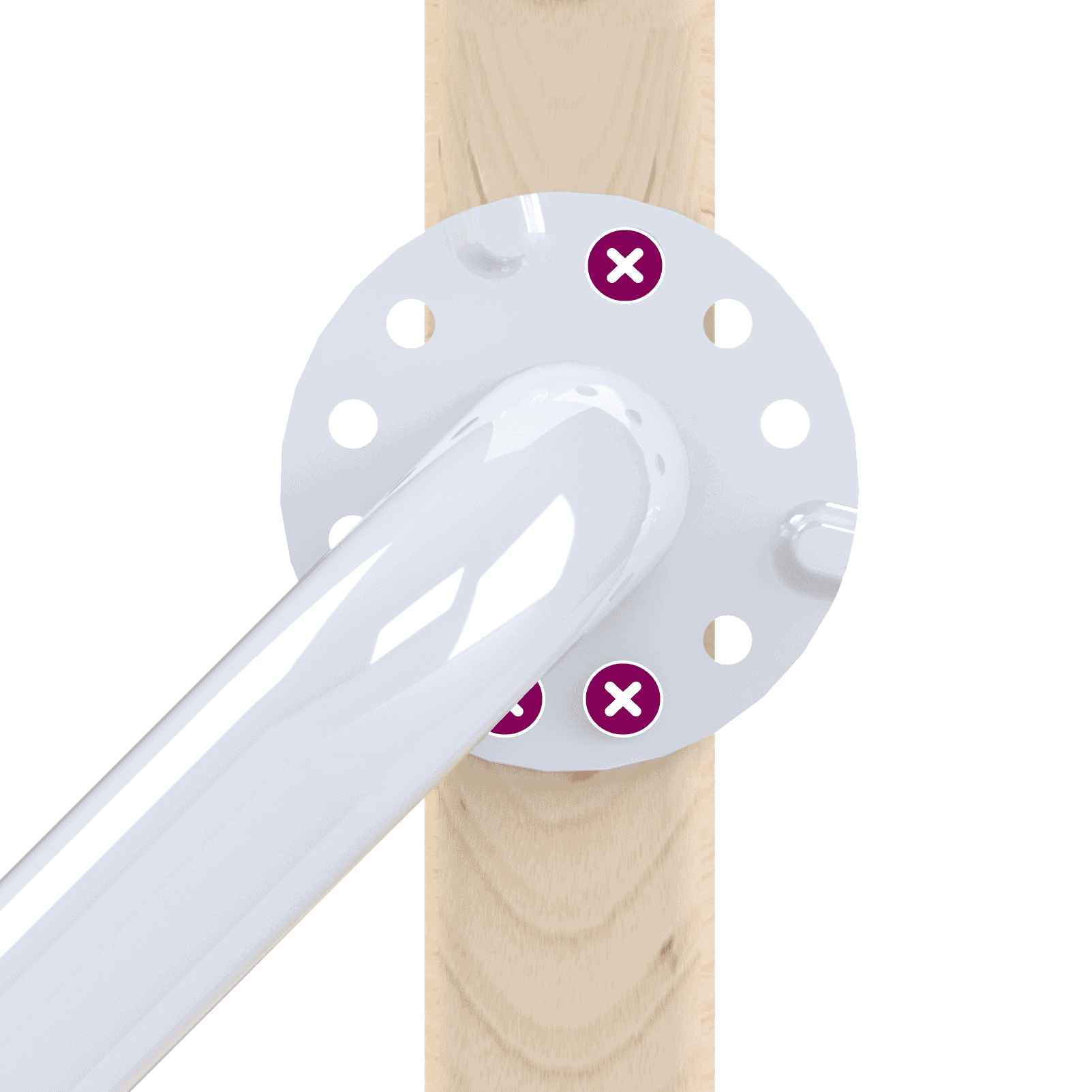 Illustration of an Easy Mount Grab installation, showing how the 9 hole flange makes it easier to install