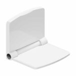 A white folding plastic seat on a white background