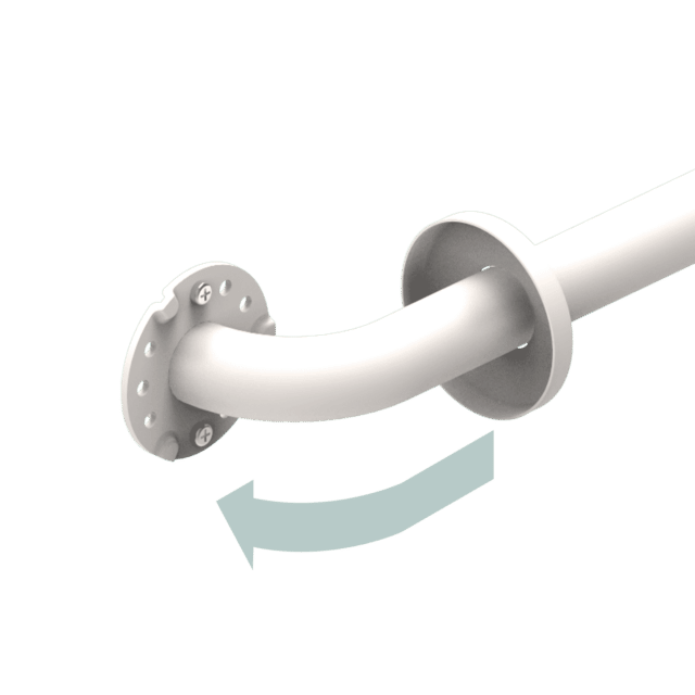 Illustration of the Easy Mount Grab Bar showing how the flange cover hides the mounting screws