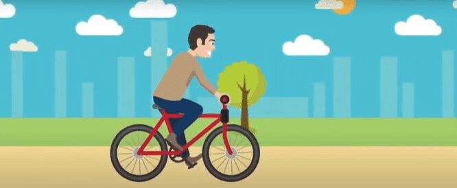 animation of a man on a bike