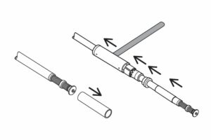 Illustrated diagram showing assembly steps for the HealthCraft SuperPole's SuperBar accessory. 3