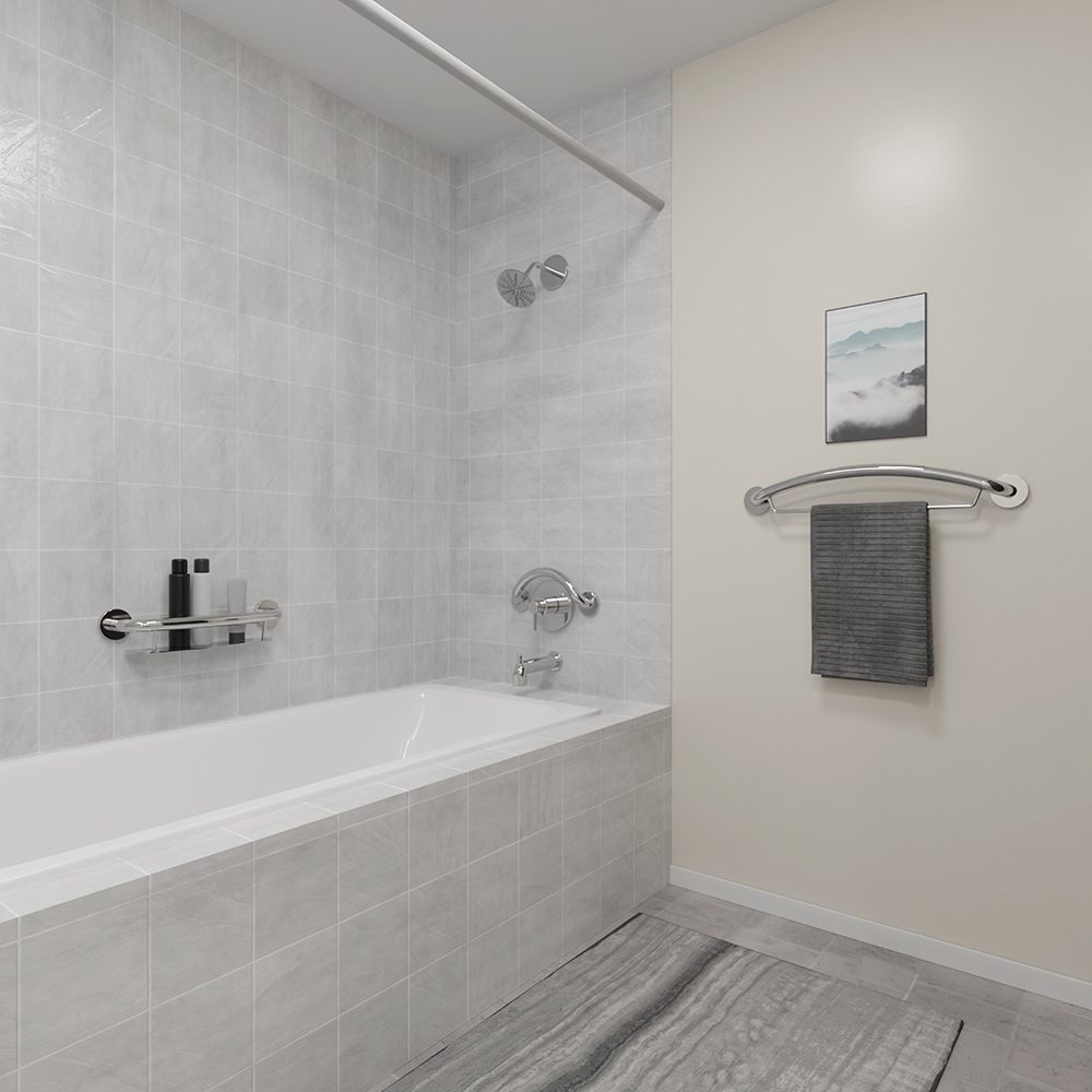 Bathroom with Towel Bar, Shelf and Grab Bar